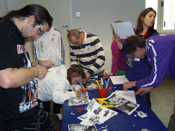 Momento del taller de Collage en la Fundación Mapfre.